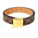 ルイヴィトン ダミエエベヌ サンチュールキャレ M6802V ベルト ブラウン LOUIS VUITTON 【中古】【送料無料】