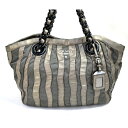 【キャッシュレス5%還元】【中古】プラダ ショルダーバッグ ナイロン×レザー グレー メタリック PRADA【送料無料】