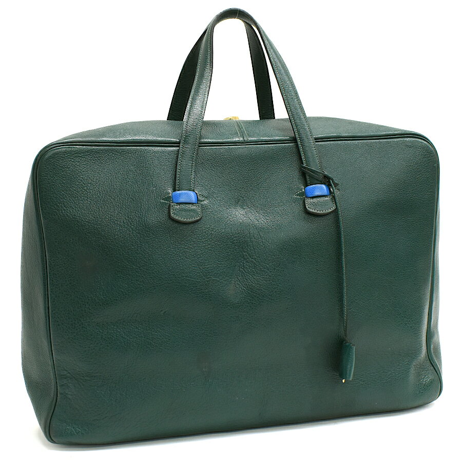 【中古】エルメス ギャロップ50 トラベルバッグ ブリーフケース W刻印 ブッフルスキッパー レザー グリーン HERMES [送料無料]