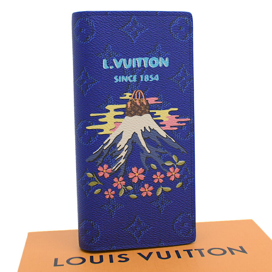 【中古】新品同様 ルイヴィトン ポルトフォイユブラザ 縦型 長財布 M25985 モノグラム 2025秋冬メンズコレクション キャンバス ブルー LOUIS VUITTON Portefeuille Brazza[美品][送料無料]
