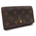 【中古】ルイヴィトン 二つ折り財布 L字ファスナー ポルトモネビエトレゾール M61730 モノグラム ブラウン LOUIS VUITTON