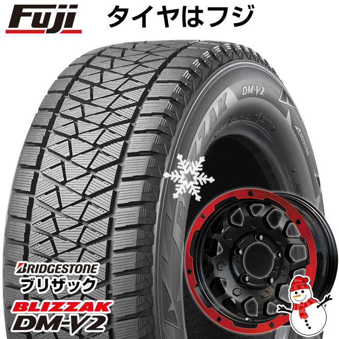 【新品】ジムニーシエラ/ジムニーノマド用 スタッドレスタイヤ ホイール4本セット 195/80R15 ブリヂストン ブリザック DM-V2 DMV2 レアマイスター LMG MS-9W マットブラックレッドリム 15インチ(送料無料)
