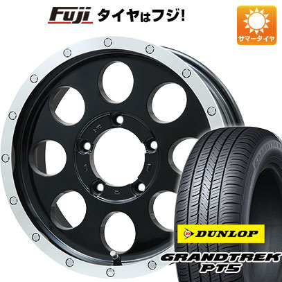 【新品】ジムニー 夏タイヤ ホイール4本セット 175/80R16 ダンロップ グラントレック PT5 レアマイスター LMG CS-8 グロスブラック/リムポリッシュ 16インチ(送料無料) サマータイヤ