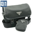 プラダ PRADA Re-Nylon 1BD334 サフィアーノ レザー ショルダー バッグ ポーチ付き フラップ ブラック 状態良好 質屋 【中古】