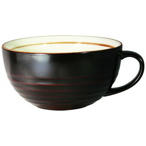 陶胎漆器　陶胎　ロクロ　スープカップ　8H2-17　溜