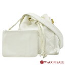 【CHANEL/シャネル】ラムスキン ココマーク 巾着 チェーンショルダーバッグ ホワイト×ゴールド金具 【中古】≪送料無料≫