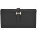 HERMES エルメス 二つ折り財布 ベアンスフレ シェーブル ブラック×シルバー金具 □L刻印 ユニセックス【中古】【送料無料】