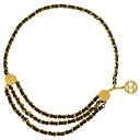 CHANEL シャネル ココマーク 3連 チェーンベルト レザーベルト ウエストベルト GP×ラムスキン ゴールド×ブラック レディース【中古】【送料無料】
