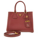 PRADA プラダ ハンドバッグ 2wayショルダーバッグ SAFFIANO LUX CERISE+FUOCO レッド×ボルドー系 BN2608 レディース【中古】【送料無料】