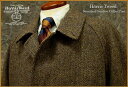 【 Harris Tweed / ハリスツイード 】スタンダード・ステンカラーコート ( ブラウン系ヘリンボーン ) 9505-38