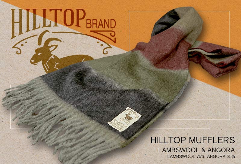  TRAD SALE HILLTOP   qgbv }t[ LAMBSWOOL & ANGORA MUFFLERS FAH 01618 A5 NAVY OLIVE MORELLO ( lCr[~I[unCh{[ [ )      