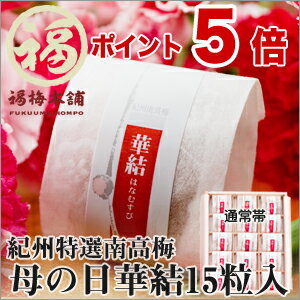 【ポイント2倍！5月11日9時59分まで】華結（はなむすび）15粒入！2種類のはちみつ梅から選択可能！覆面取材で大絶賛され蜂蜜梅干♪【送料無料】【楽ギフ＿包装】【造花カーネーション無