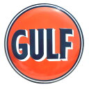【 エンボスメタルサイン38 】GULF ROUND【ガルフ 看板 メタルサイン アメ雑 アメリカン雑貨 ガレージ 】