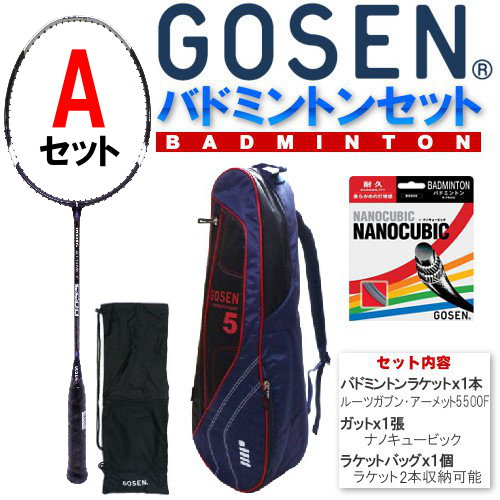 【2012年福袋】 ゴーセン(GOSEN)　バドミントン Aセットバドミントンラケット・ガット・ラケットバッグのお買得セット！【Aug08P3】