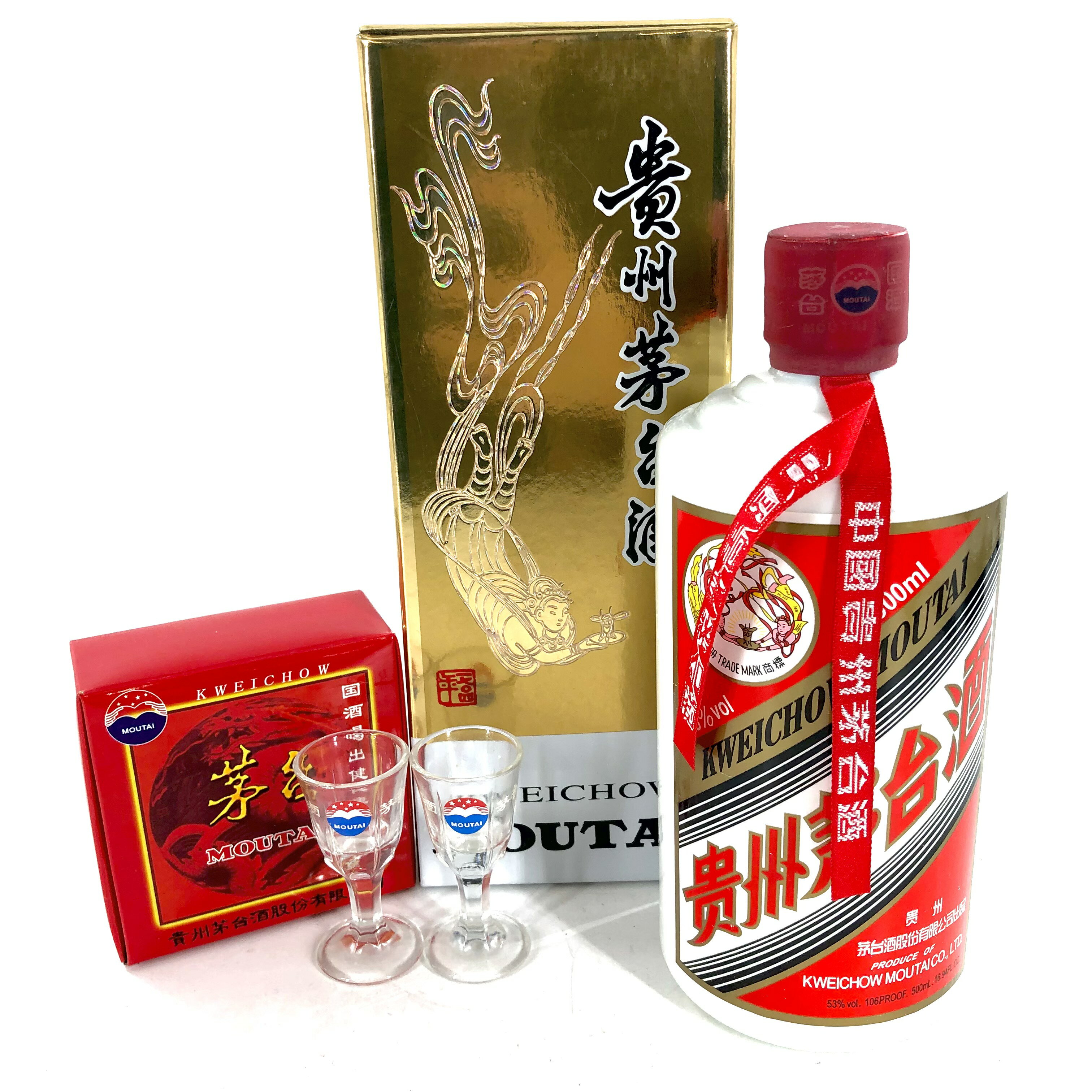 【中古】貴州茅台酒 マオタイ酒 天女ラベル 2014年 中国酒 500ml 53% 箱 グラス付き【CN-22】