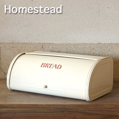 【Homestead】 ブレッドケース Mサイズ 赤xクリーム ローラートップブレッド缶 パンケース・ブレッドビン・ホームステッド・収納　。