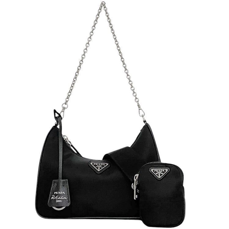 【送料無料】 プラダ 2way バッグ f-23941 ブラック NERO Re-Edition 2005 Re-Nylon 1BH204 美品 ナイロン 中古 255 PRADA クロスボディ セミショルダーバッグ アクセサリーポーチ ポーチ付き 肩掛け 人気 定番 お洒落 高級感 エレガント シンプル 黒 ブランド 本物 鑑定済み