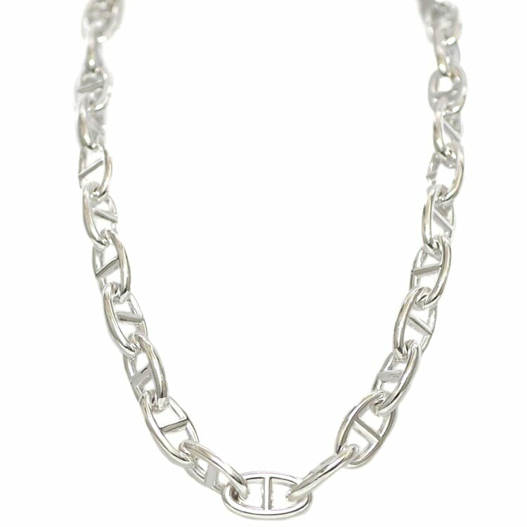 エルメス ネックレス シェーヌダンクル GM 29コマ f-23586 シルバー 美品 Ag 925 中古 23G442642 HERMES チェーン 29駒 ジュエリー アクセサリー シェーヌ メンズ レディース 定番 人気 チョーカー チェーンネックレス ロゴ刻印 44cm ブランド 本物 鑑定済み