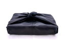 啓子桂子　革風呂敷・ブラック（約76cm）軽い200g　しなやかで結びやすい大人の逸品　同革の専用ポーチ付き