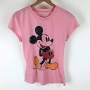 【古着】 Disney ディズニー キャラクタープリントTシャツ ミッキー ピンク系 レディースM 【中古】 n004253