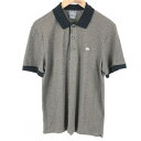 【古着】 LACOSTE ラコステ 総柄ポロシャツ ワッフル素材 チェック柄 オリーブ系 メンズS 【中古】 005346