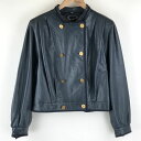 Wngen ライダースジャケット made in Switzerland ヨーロッパ古着 オーバーサイズ メタルボタン ネイビー系 レディースL