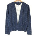 KORET プルオーバートップ フェイクレイアード 背中開き ドット柄 ショート丈 ネイビー系 レディースL n012607