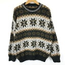 【古着】 ノルディックセーター スノーフレーク 総柄 ヴィンテージ ブラウン系 メンズL 【中古】 n013439