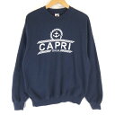 【古着】 ロゴプリントスウェット CAPRI イタリア ネイビー系 メンズL 【中古】 n018173