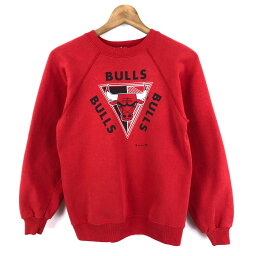 【<strong>古着</strong>】 Hanes ヘインズ プリント スウェット NBA CHICAGO BULLS USA製 90年代 レッド系 ユースL 【中古】 n048266