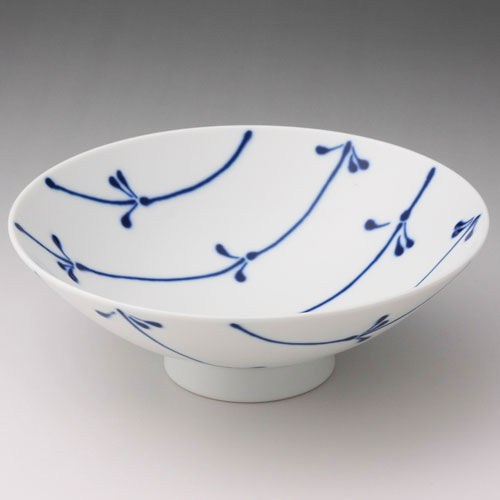 白山陶器　平茶碗　ST-17　ホワイト×ブルー[※メール便不可]