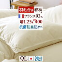 全品特別P5倍 7/6 8:59迄 【羽毛合い掛け布団 クィーン 日本製】秋に丁度の増量1.25kg!季