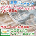 【西川産業 ベビー ガーゼケット 日本製】お洗濯の度にやわらかさアップ!西川産業 ベビー用6重ガーゼケット『70×100cm』(LT6700)エコテックスマーク付 タオルケット 赤ちゃん 子供用 お昼寝布団セットと一緒に♪ベビー