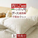 割引1000円クーポン★【掛布団カバー等特典付】 羽毛布団 西川 東京西川 リビング ジュニア 西川リビング グース ふっくら1.0kg DP400 綿100%生地 超長綿 子供用 ハンガリー産グースダウン90% 羽毛 羽毛掛け布団 掛布団 掛け布団 ふとん ぶとん ジュニアサイズ