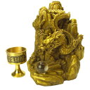 【送料無料/30%OFF】≪銅製≫風水 山水皇帝龍◆豪華特典◆高級AA天然本水晶玉&水盃付き 開運/風水の置物/五本指/竜/ドラゴン/龍の置物下山龍 運金運の風水グッズ/天然石パワーストーン/ドラゴンの置物