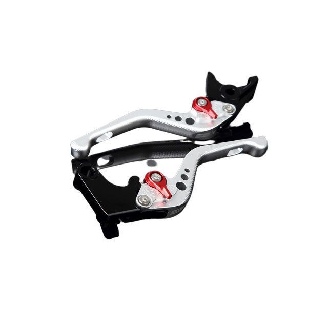 SPEEDRA アルミビレットアジャストレバーセット 3Dショート（レバー本体：マットシルバー） アジャスター マットレッド LVFM017SR-RD SPEEDRA レバー バイク CRF1000L Africa Twin