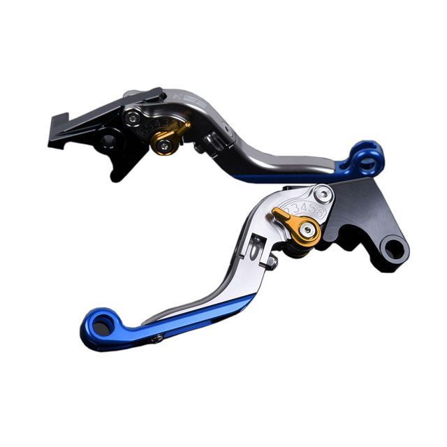 SPEEDRA アルミビレットアジャストレバーセット 可倒延長式（レバー本体：チタン） アジャスター ゴールド エクステンション ブルー LVGG017TM-GDBE メーカー在庫あり SPEEDRA レバー バイク CRF1000L Africa T…