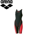 アリーナ 水泳 競泳水着 レーシング レディース ハーフスパッツオープンバック ARN7010W-BKRD 返品不可