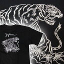 和柄・刺繍Tシャツ 白虎 (半袖) 【タイガー 和柄・虎・タイガー・スカジャン柄 ハーレー・バイカー・ロックンロール・パンク・ロカビリー系】
