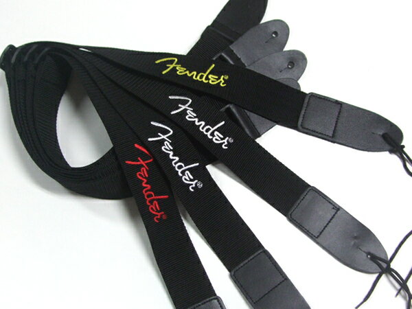 メール便 可 正規品 FENDER USA ギターストラップ ポリロゴ ストラップ 2" Poly Logo Straps 2ポリ カラー : 赤 レッド / グレー / 白 / 黄色 刺繍 楽器 エレキギター ストラップ アコギ ベース 激安 フェンダー ギター ストラップ 黒