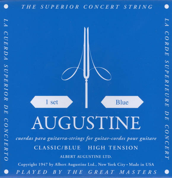 メール便 可 クラシックギター弦 1セット オーガスチン 青 ギター弦 アメリカ製 AUGUSTINE BLUE 1弦 〜 6弦 各 1本 太さ ハイテンション ゲージ クラシックギター ナイロン弦 ガット弦 交換弦 おすすめ クラシック ギター 弦 オーガスチン弦 あお