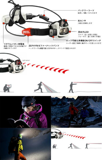 PETZL自動調光機能NAOナオリチャージャブルヘッドランプ
