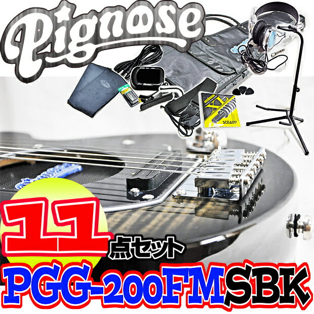 アンプ内蔵コンパクトなエレキギター(フレイムトップ仕様)超オトクな11点セット！／Pign…...:gandg-o:10021417