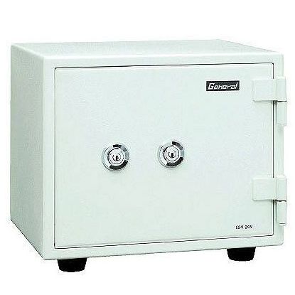 ホワイト 耐火金庫 エーコー ダブルシリンダー錠 小型耐火金庫 21.6L 家庭用 防犯金庫 ES-9-2KW (代引決済不可商品)