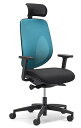 giroflex ジロフレックス 353 パソコンチェア ハイバック PCチェア ワークチェア 仕事用チェア デスクチェア 後傾姿勢 デスクワークにおすすめ 疲れにくい オフィス ヘッドレスト付き アジャスト肘付き 樹脂脚 ライトブルー 水色 353-9029RS LB