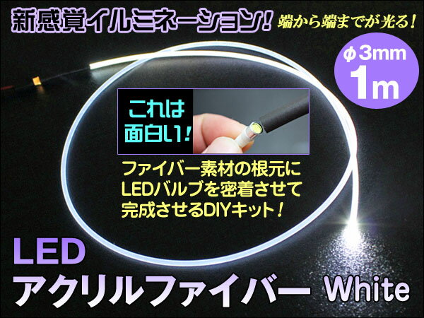 LED アクリルファイバー 1m ホワイト ソケット付 新感覚イルミネーション 均一に光る…...:gbt-dko:10028572