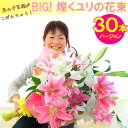 BIG！煌くユリの花束30本バージョン！　送料無料 誕生日プレゼント 女性 女友達 母 祖母 上司 退職祝い 定年退職 ギフト メッセージカード無料