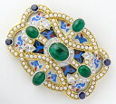 石川暢子 エメラルド計9.27ct サファイア計1.46ct パール ダイヤ計1.18ct ブローチ/ペンダントトップ/帯留【中古】(2200000211248)