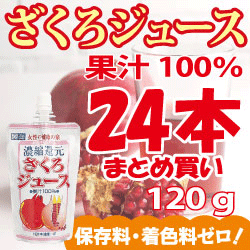 ■□■10%OFF！まとめ買いざくろジュース100％飲みきりパック(濃縮還元)120g×24本（1ケース）■□■種ごとギュッと搾ったざくろ果汁。携帯に便利なスパウチタイプ。