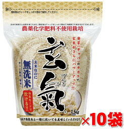 【農薬・化学肥料不使用栽培の玄氣】1.<strong>5kg</strong>×10袋（1<strong>5kg</strong> 真空パック）【長野県産】白米モード炊ける<strong>無洗米</strong>の発芽玄米無農薬（栽培期間中：農薬・化学肥料不使用）栽培<strong>送料無料</strong>